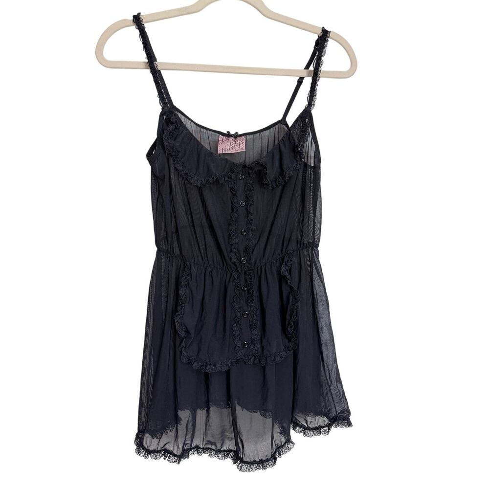 Victoria's Secret Women's Sexy Little Things Black Sheer Mesh Babydoll M NWOT